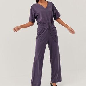 Pact Women's Deep Purple V-Neck Jumpsuit